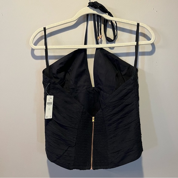 Anthropologie Ruched Halter Blouse, Black, Size 12 - Picture 3 of 4